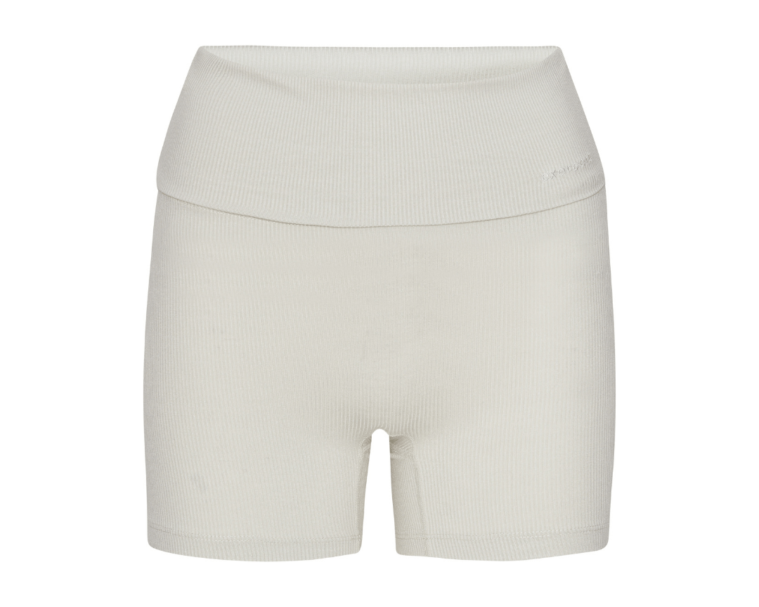 Exercere Shorts Rib Fold Over Shorts - Vanilla